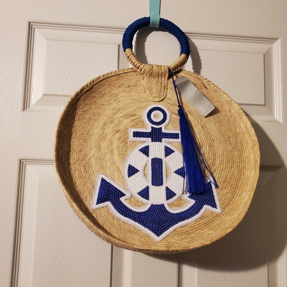 NWT Cruise ready Anchor's Away Round Woven Beach Bag